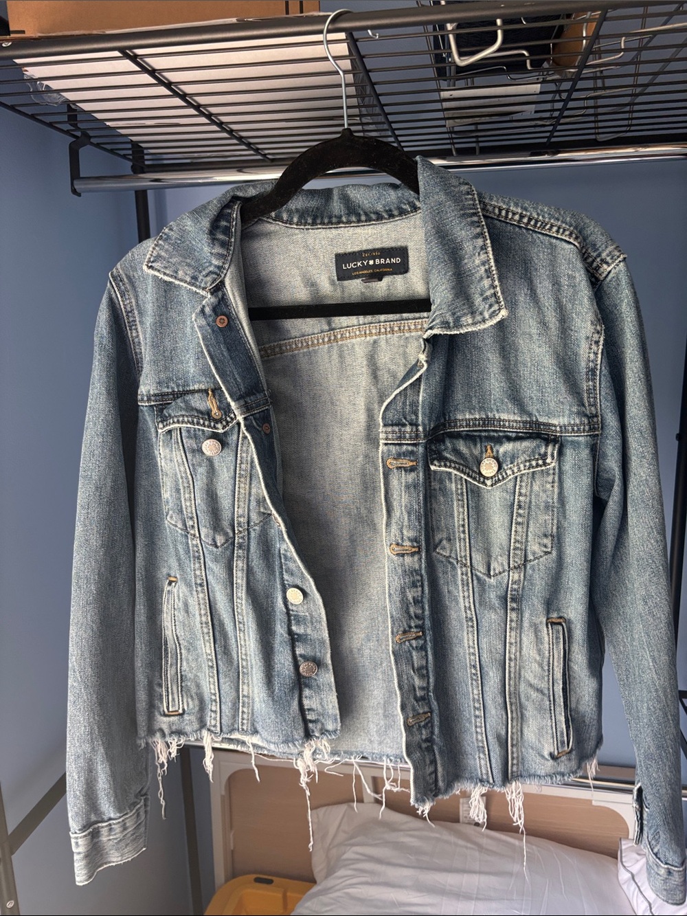 Lucky Brand Light Wash Distressed Denim Jacket